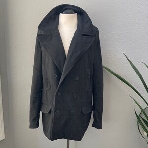 Foreign Exchange Charcoal Double-Breasted Pea Coat XL
